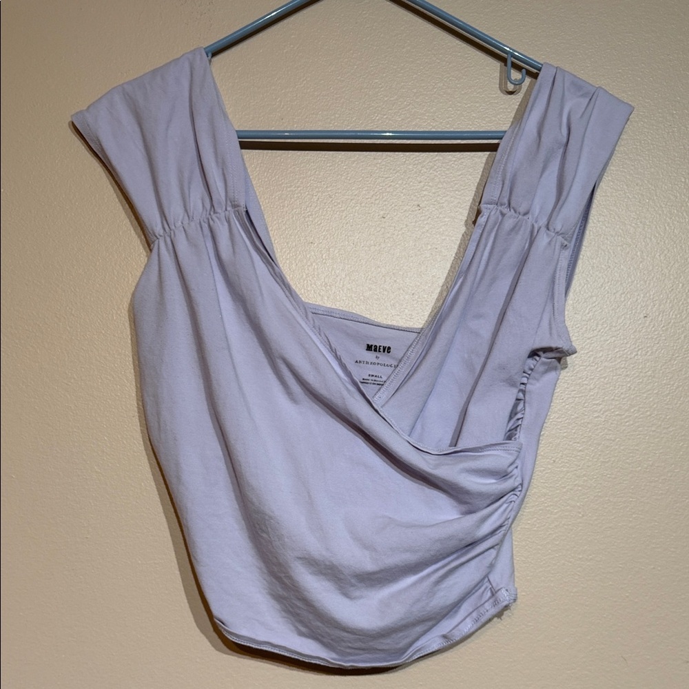 Maeve Light Purple Gathered Crop Top